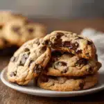Chewy chocolate chip cookie on plate