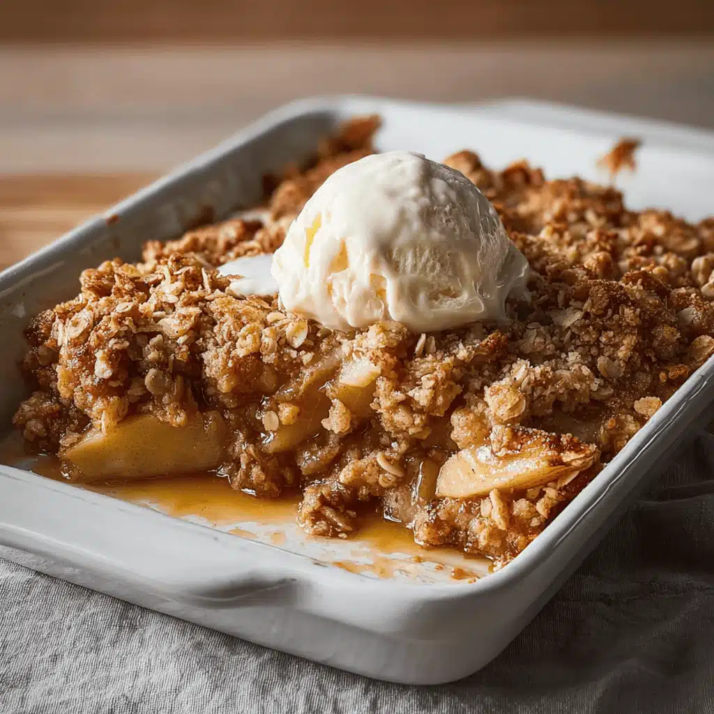 Serving of Apple Oatmeal Crisp with ice cream