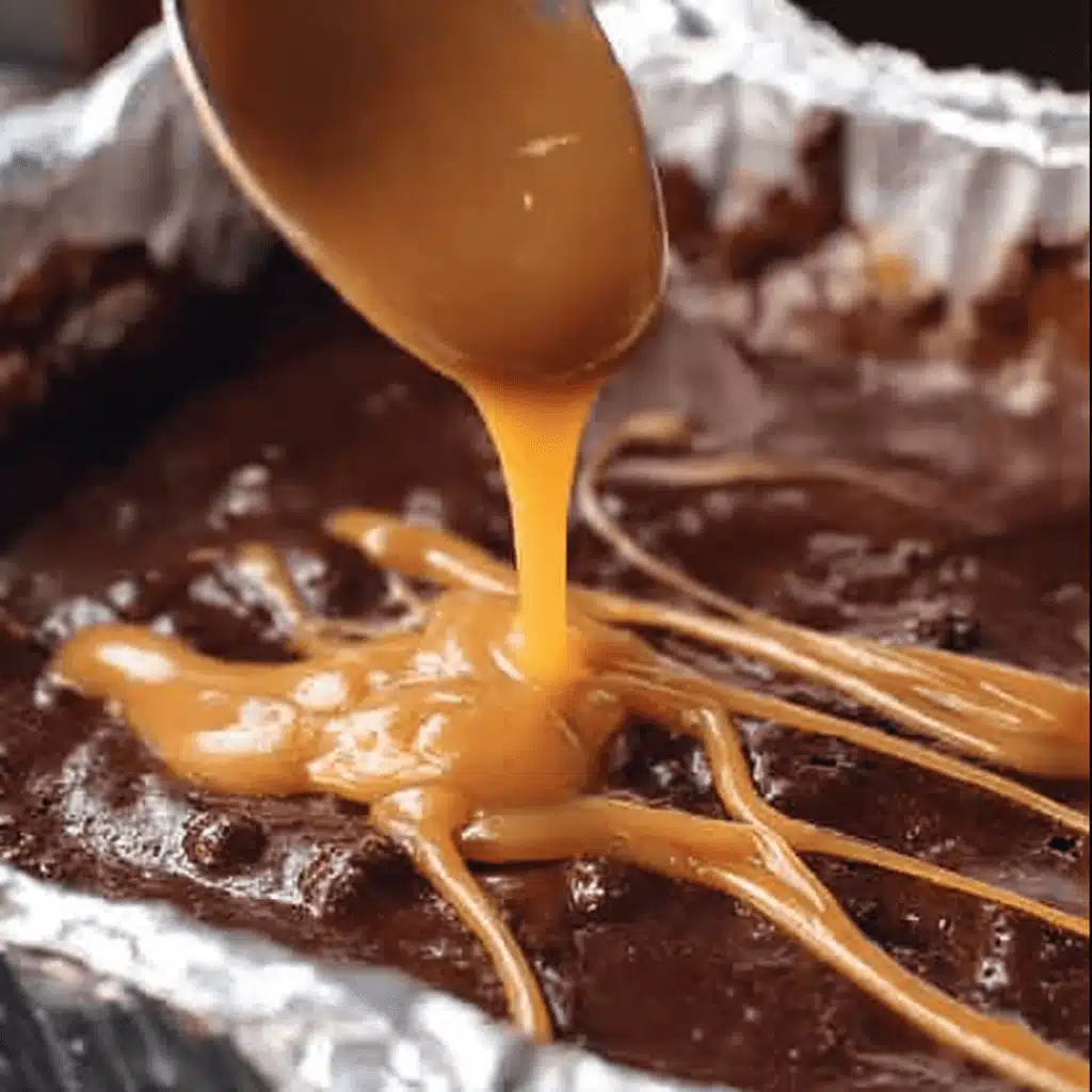 Chocolate Caramel Brownies baking steps