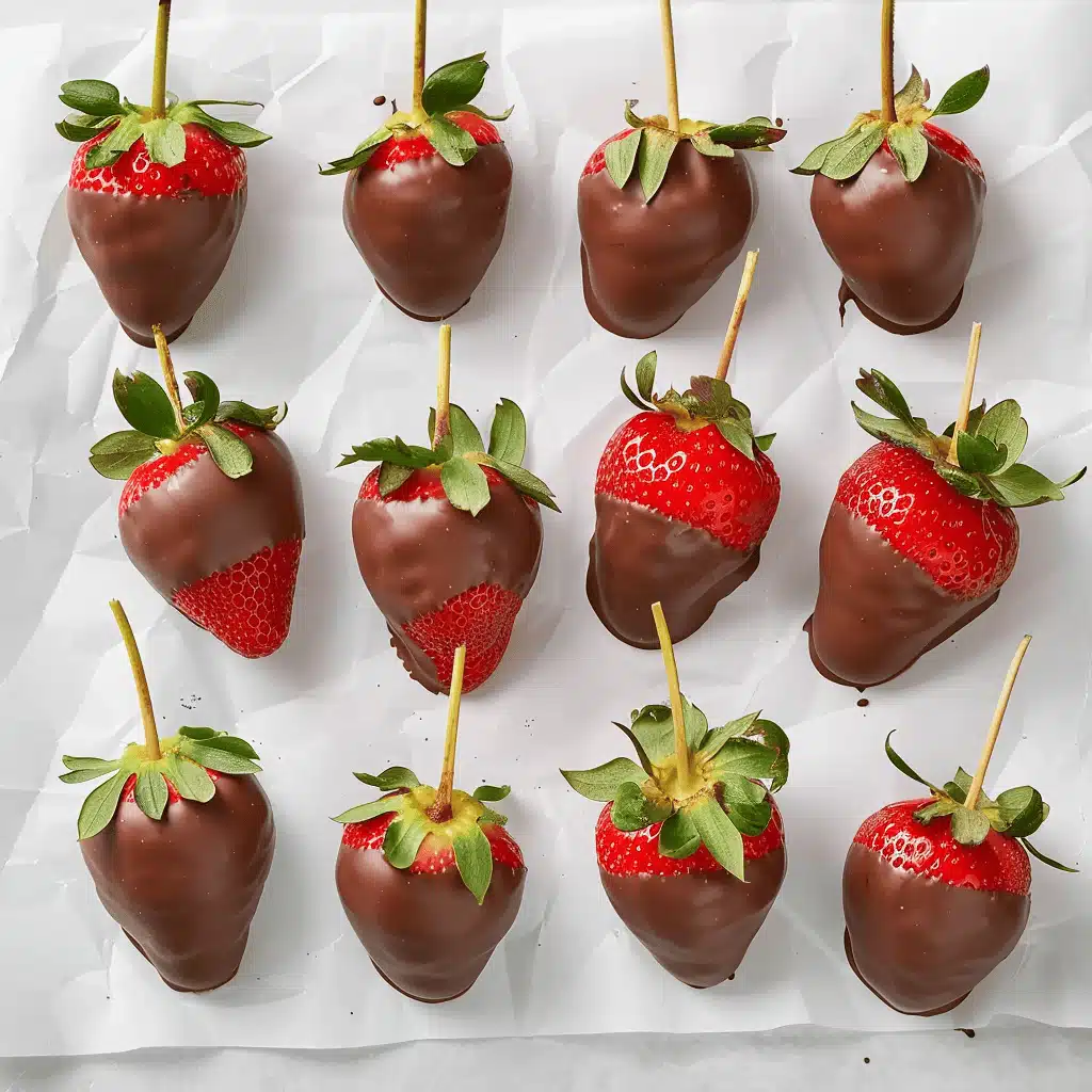 Chocolate covered strawberries cooling on wax paper