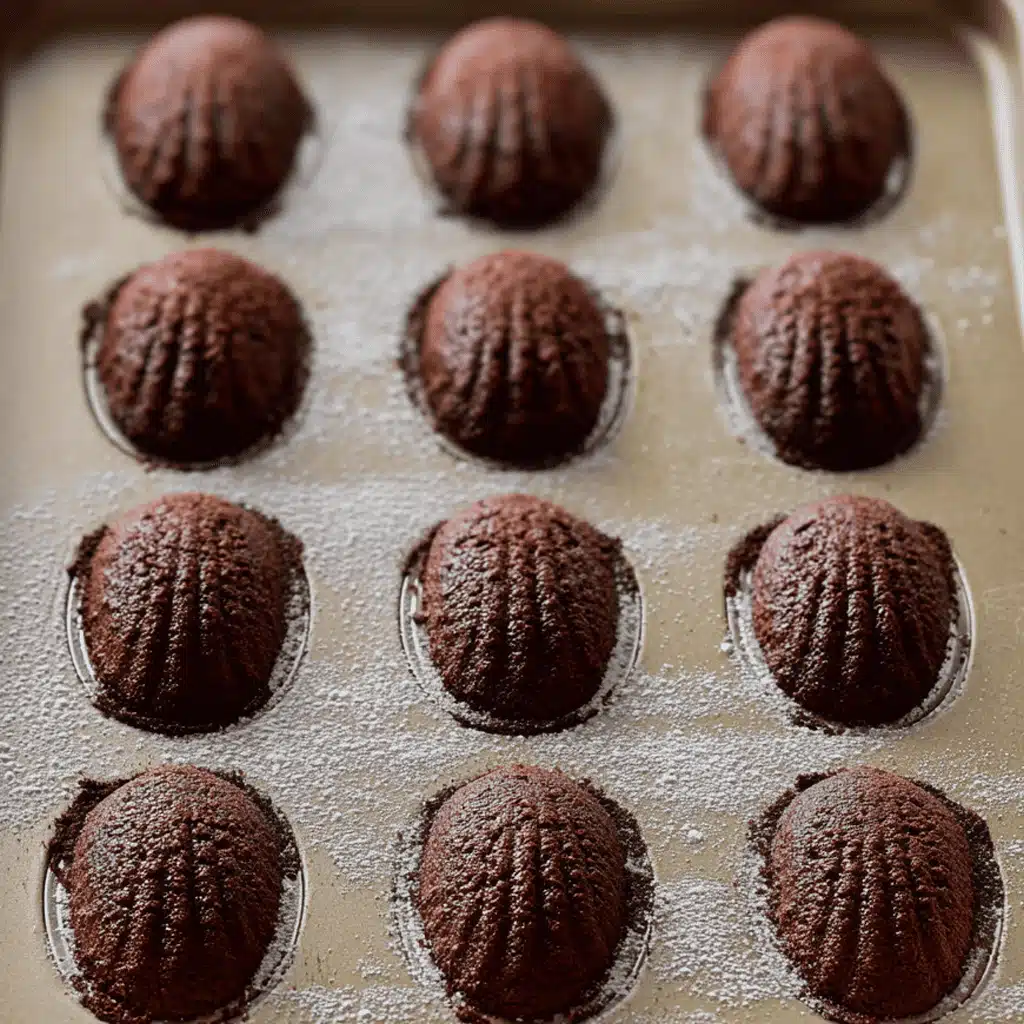 Whisking batter for Chocolate Peppermint Madeleines