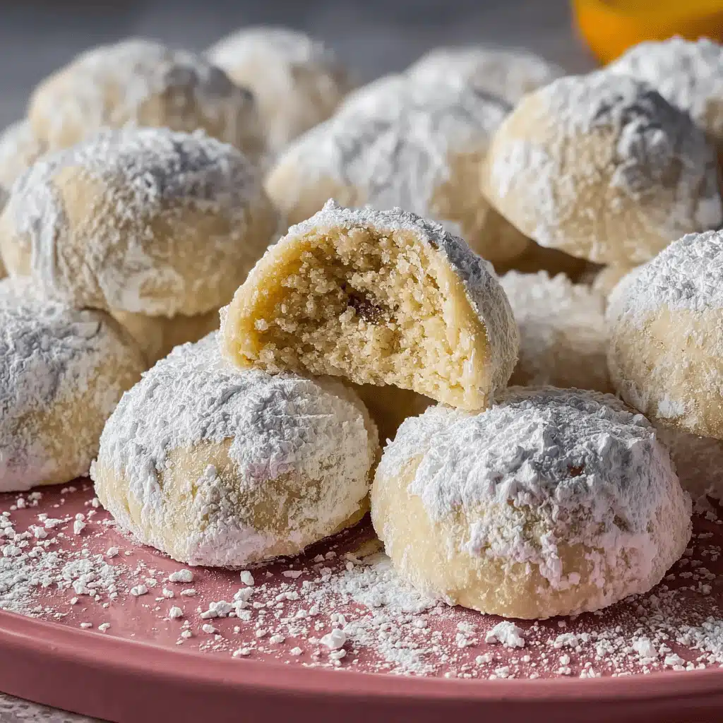 Italian Wedding Cookies on marble platter