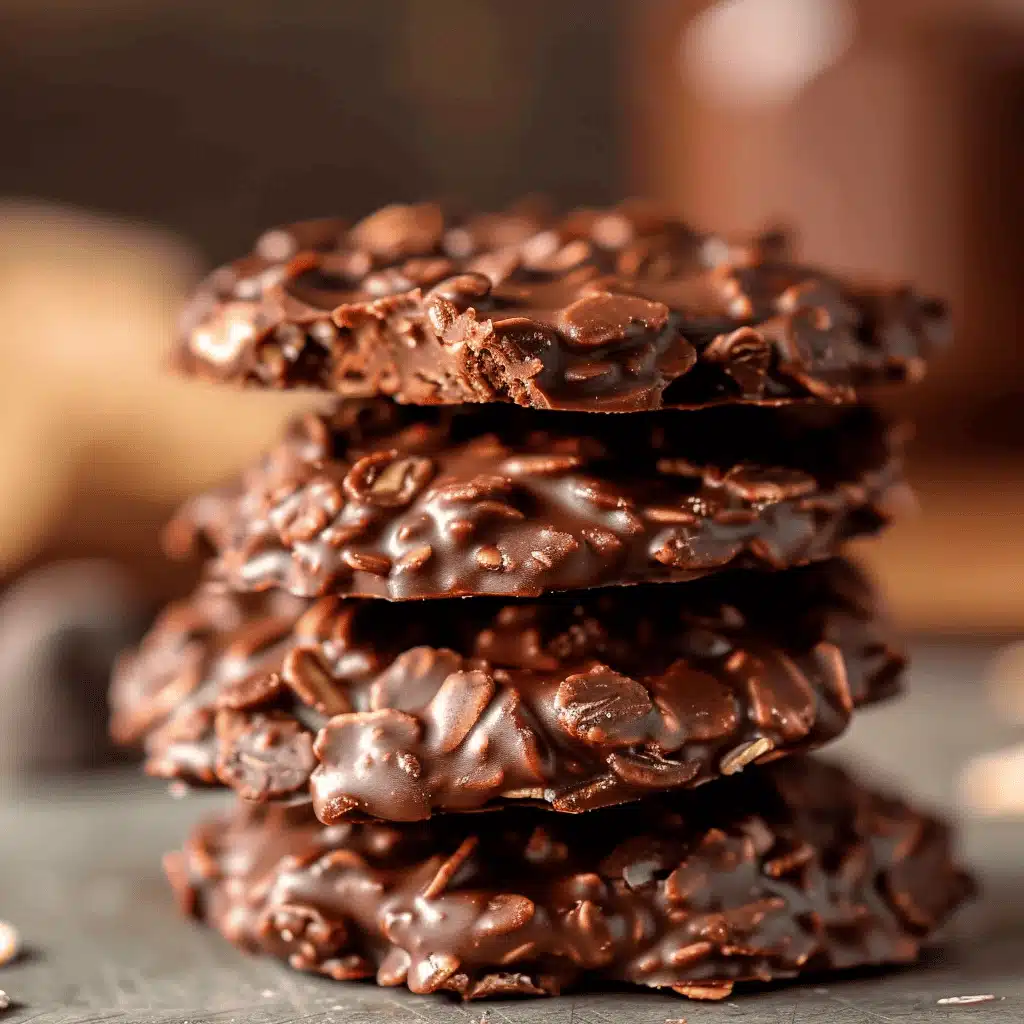 No Bake Peanut Butter Chocolate Cookies on table