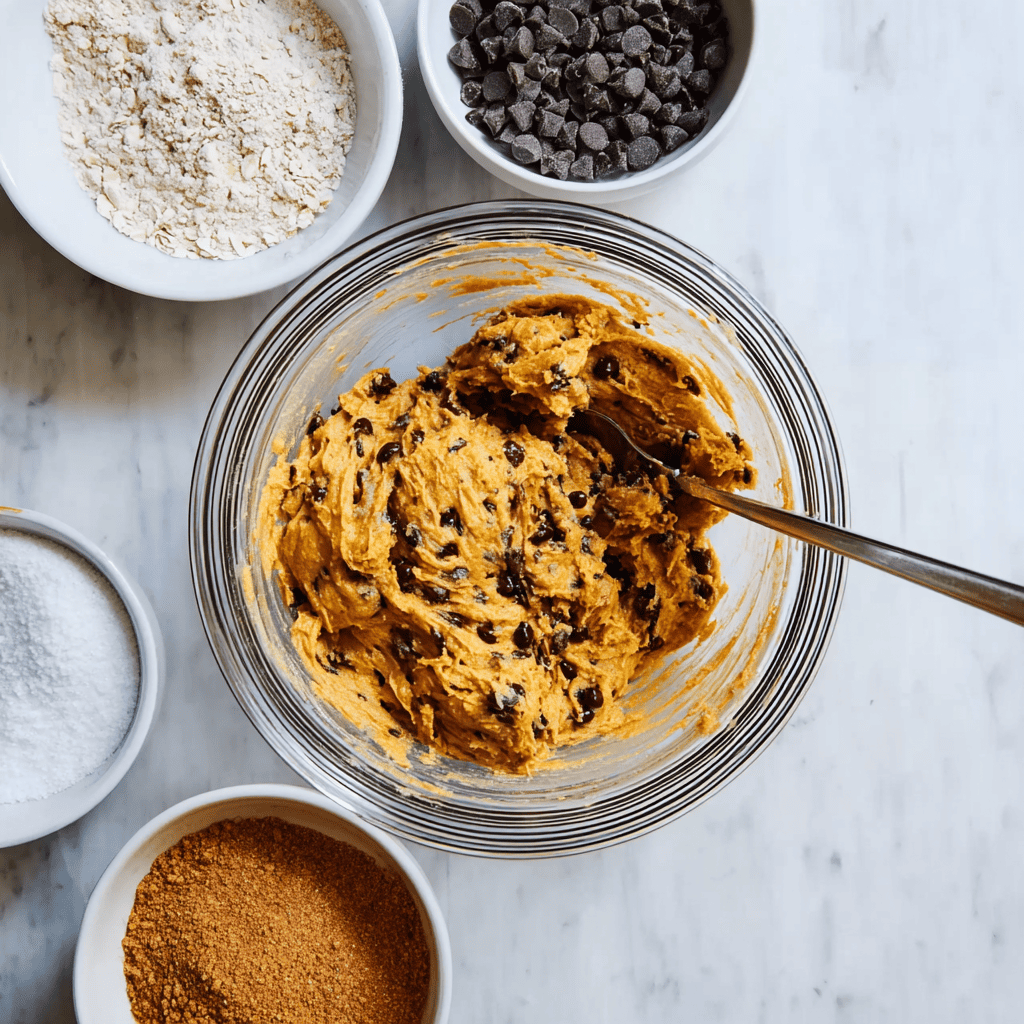 Pumpkin cookie ingredients arranged on table