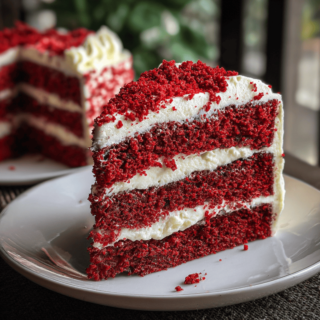 red velvet cake on stand