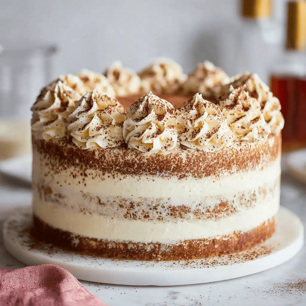 Whole Tiramisu Cake with coffee cups