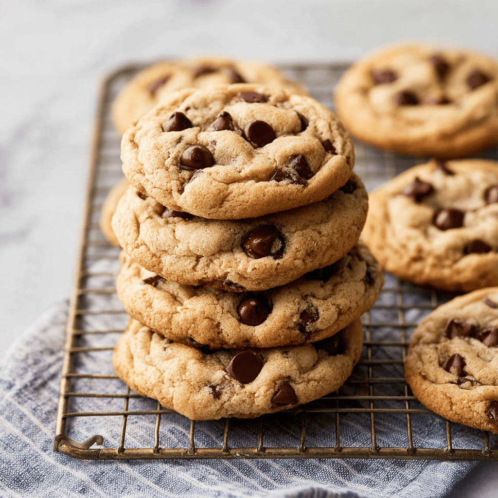 Chocolate chip cookies baking in the oven until golden brown and chewy in the center