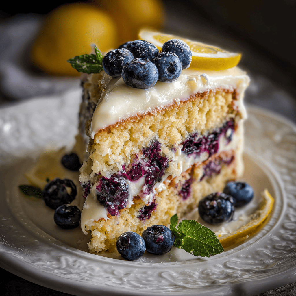 Lemon Blueberry Cake fresh from oven on cooling rack