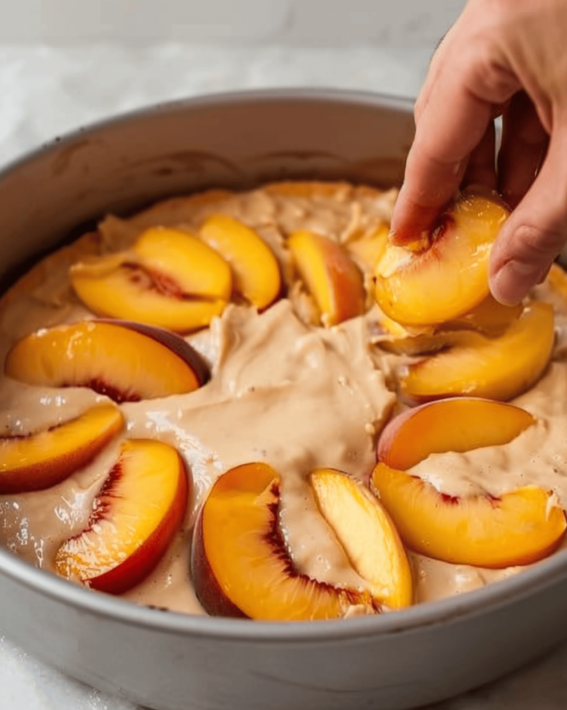 Mixing Batter for Easy Peach Cake