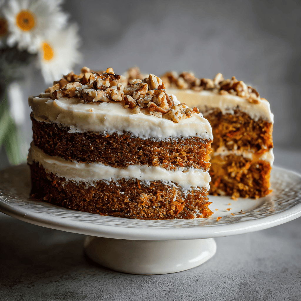 carrot cake slice serving