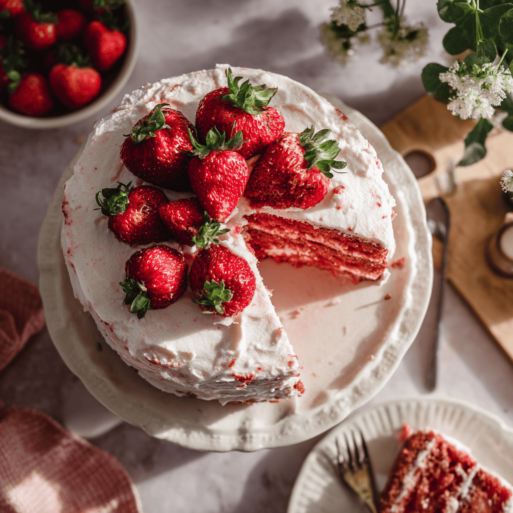 Beautiful Strawberry Cake Recipe – Layered with Fresh Strawberries and Cream
