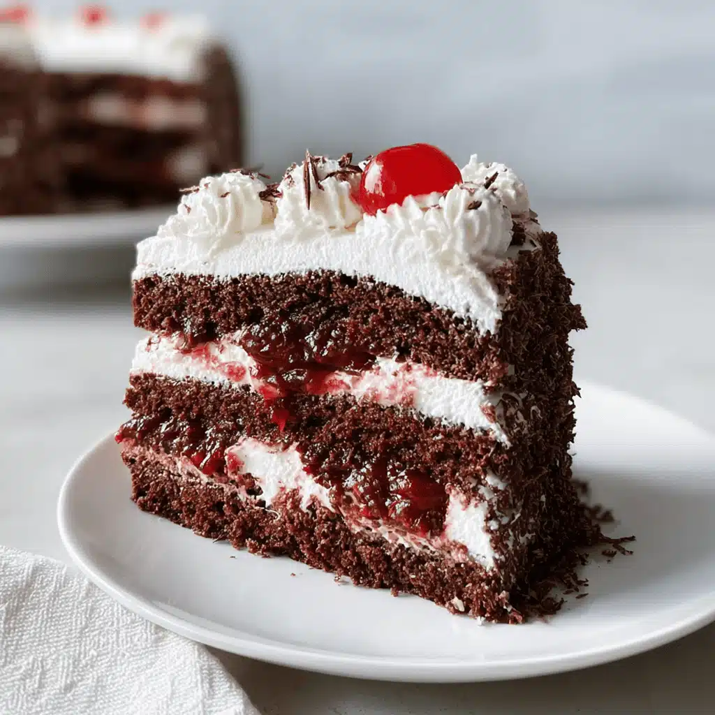 Black Forest Cake with whipped cream and cherries