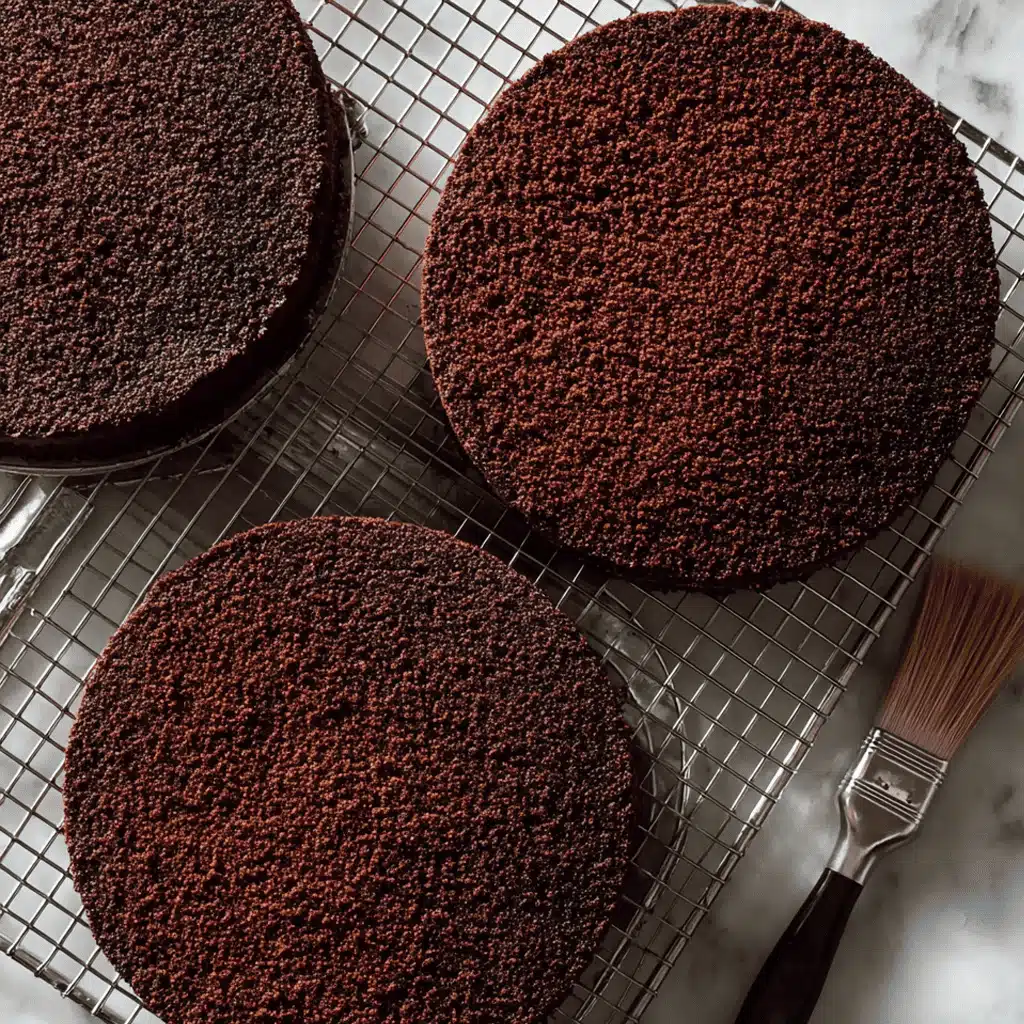 Preparing Black Forest Cake batter and layers