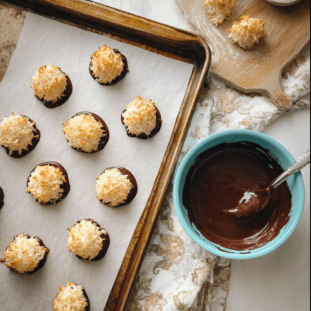 Baking Chocolate Dipped coconut macaroons