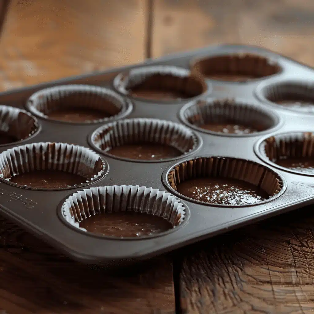 Dark Chocolate Bacon Cupcakes baking in the oven until perfectly risen
