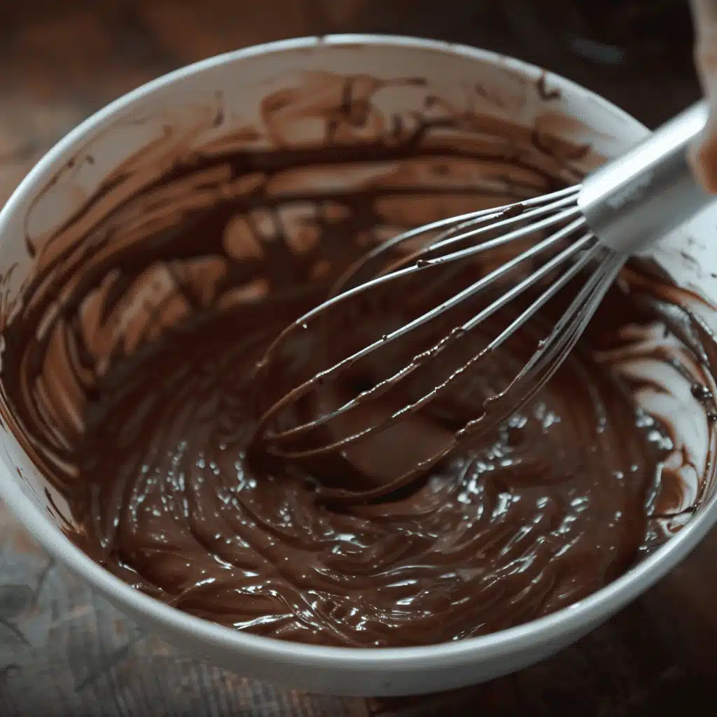 Mixing batter for Dark Chocolate Bacon Cupcakes