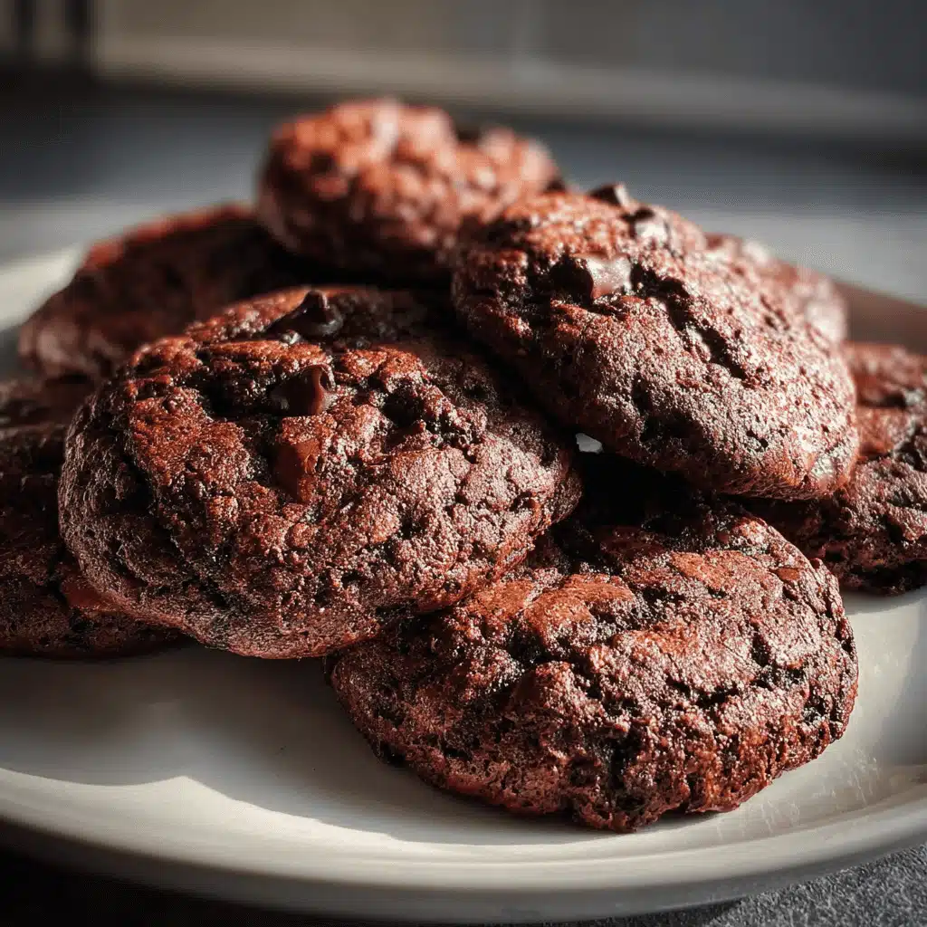 Double chocolate chip cookies on cooling rack