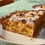 German Apple Cake slice on rustic plate