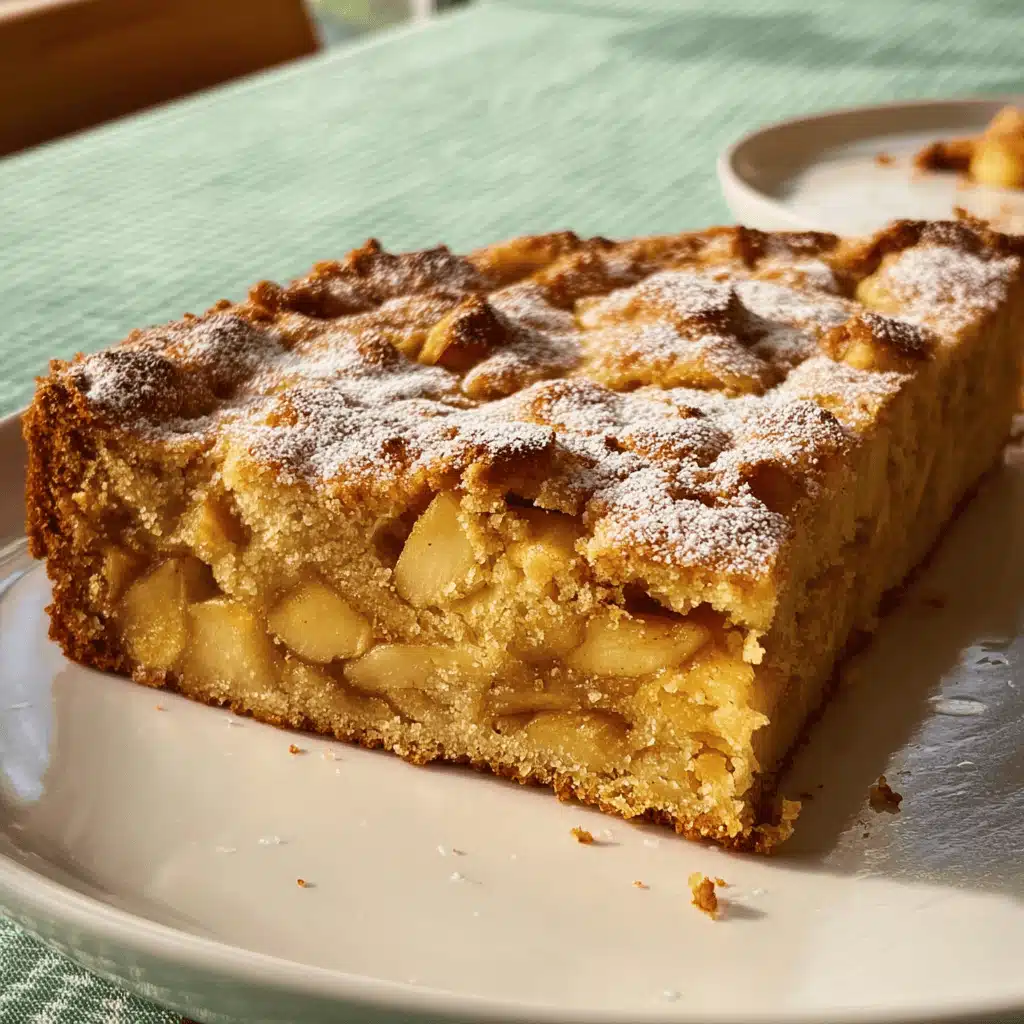 German Apple Cake slice on rustic plate