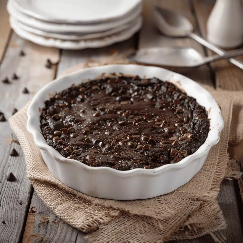 Pouring Keto German Chocolate Pie Filling into Baking Dish