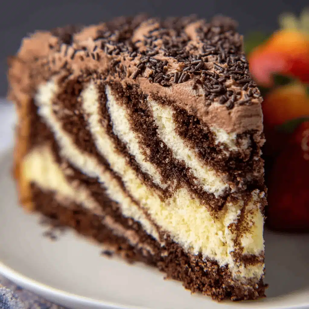 keto zebra cake striped slice