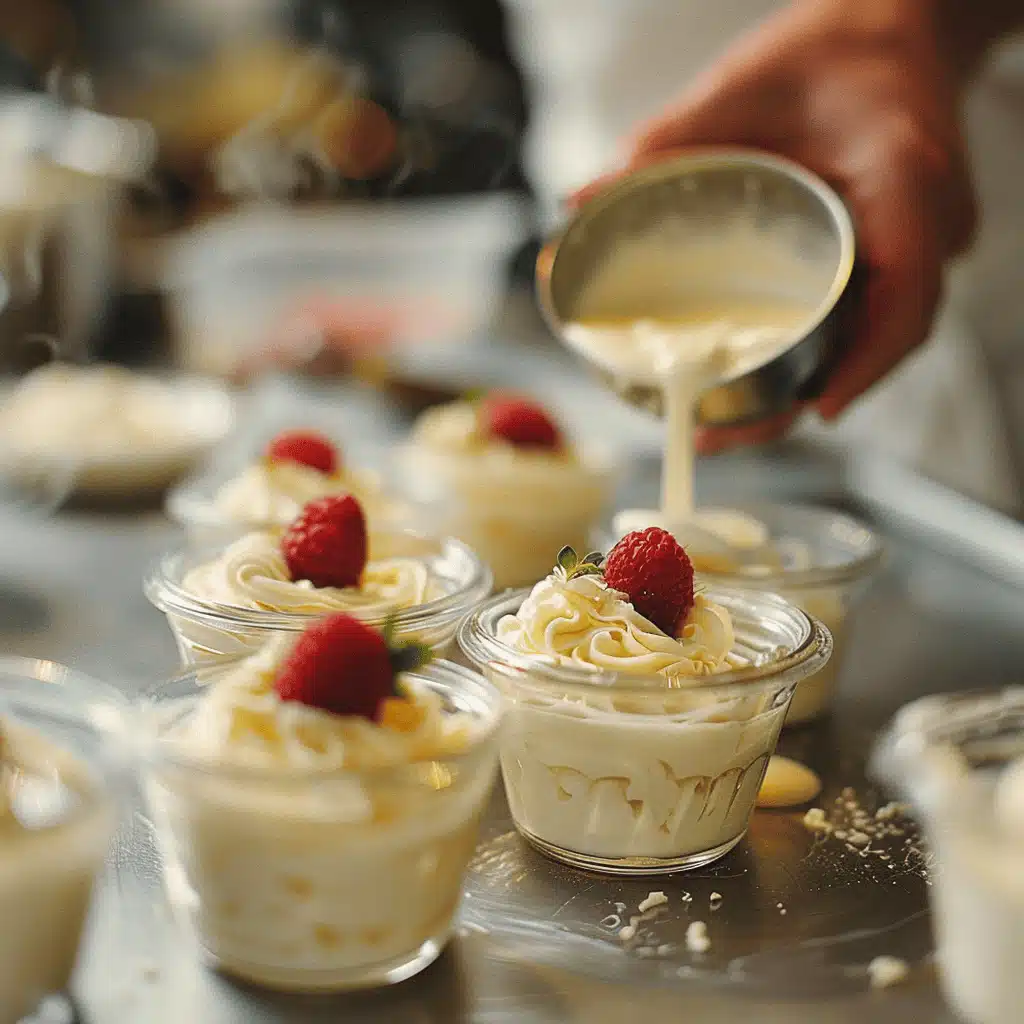 Panna cotta served with berry sauce