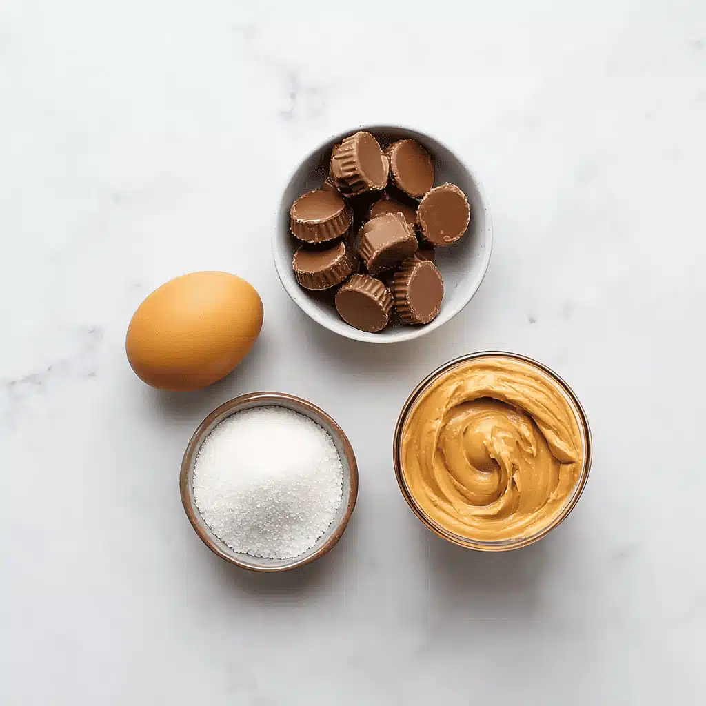 Peanut Butter Kiss Cookies ingredients flat lay