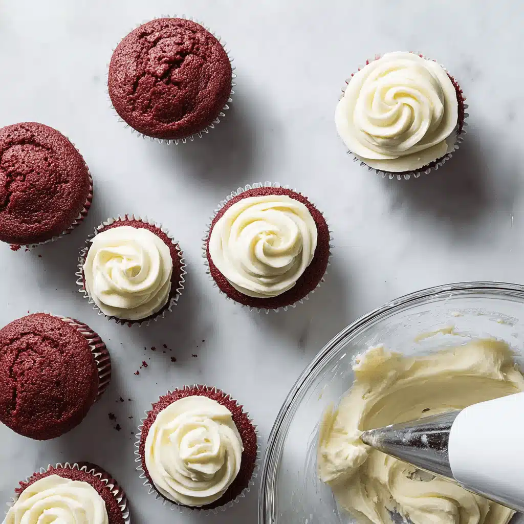 serving red velvet cupcakes