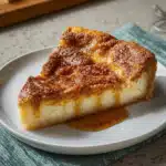 Sopapilla Cheesecake Pie on wooden table