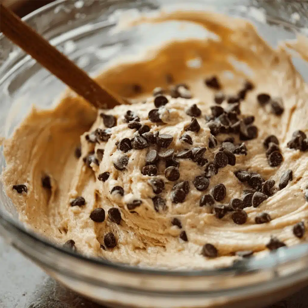 Mixing chocolate chip banana bread batter