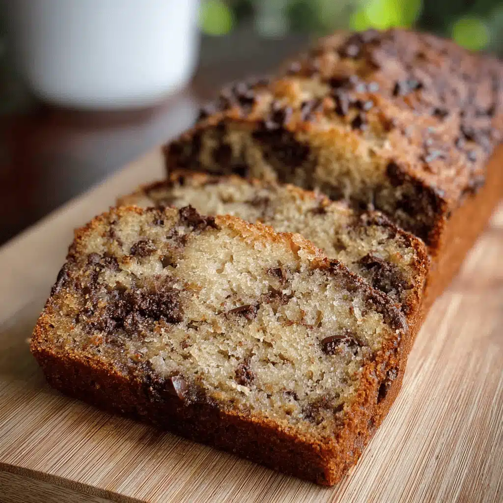 Served slices of chocolate chip banana bread with butter