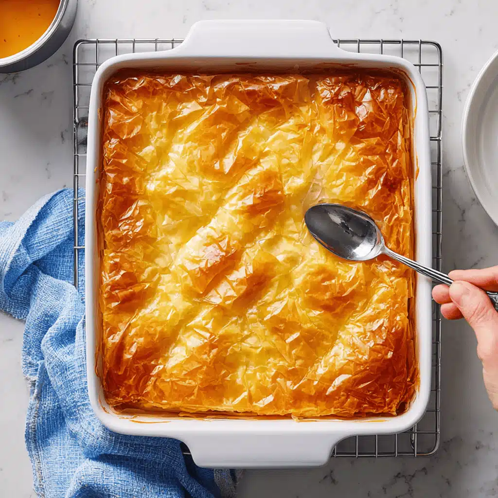 Baking galaktoboureko dessert