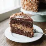German chocolate cake recipe with coconut pecan frosting and chocolate layers