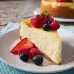 Italian Ricotta Cheesecake freshly baked on a rustic table