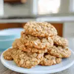 Chewy oatmeal cookies on plate