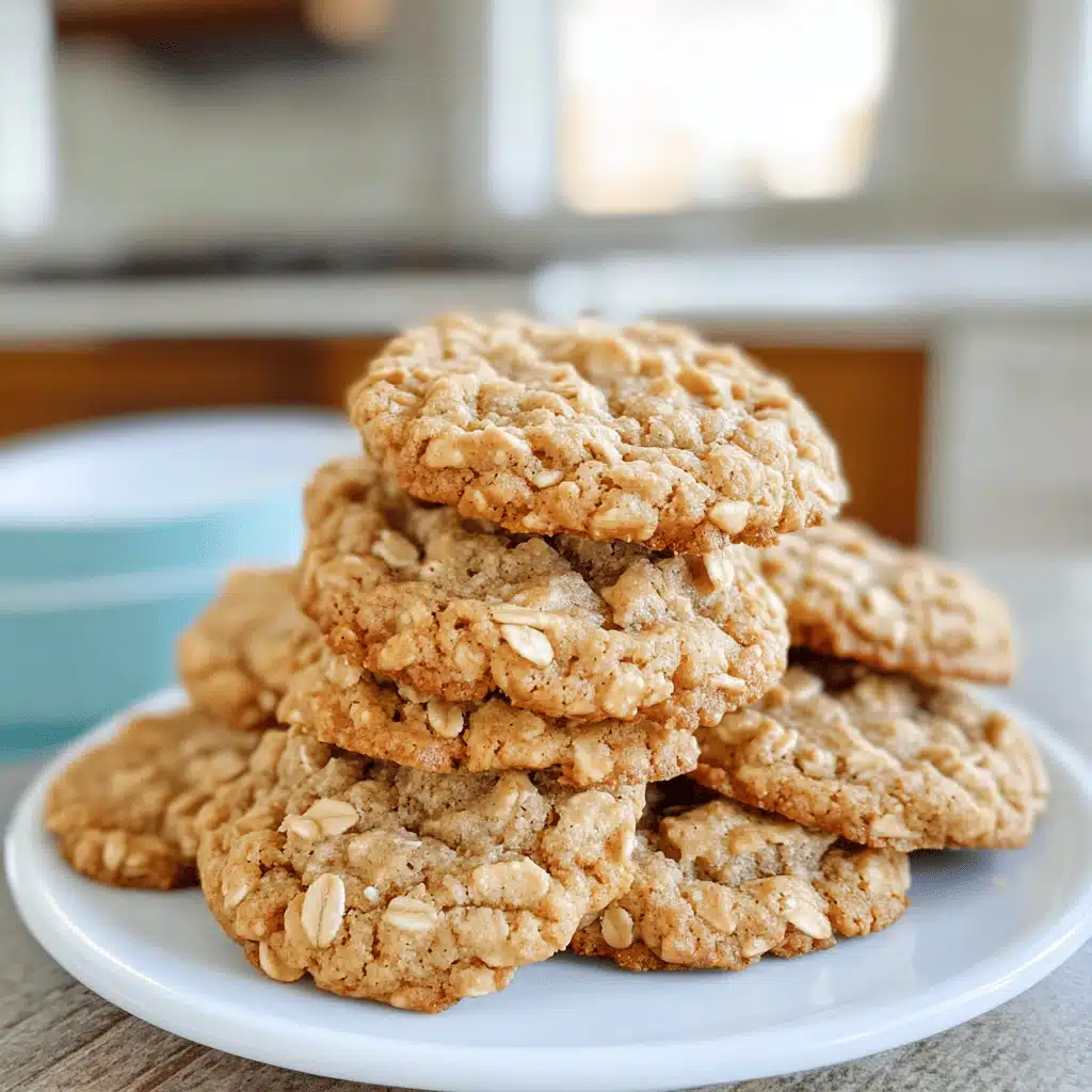Chewy oatmeal cookies on plate