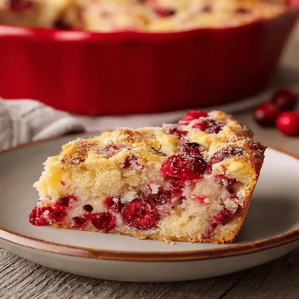 Slice of Crustless Cranberry Pie with Vanilla Ice Cream