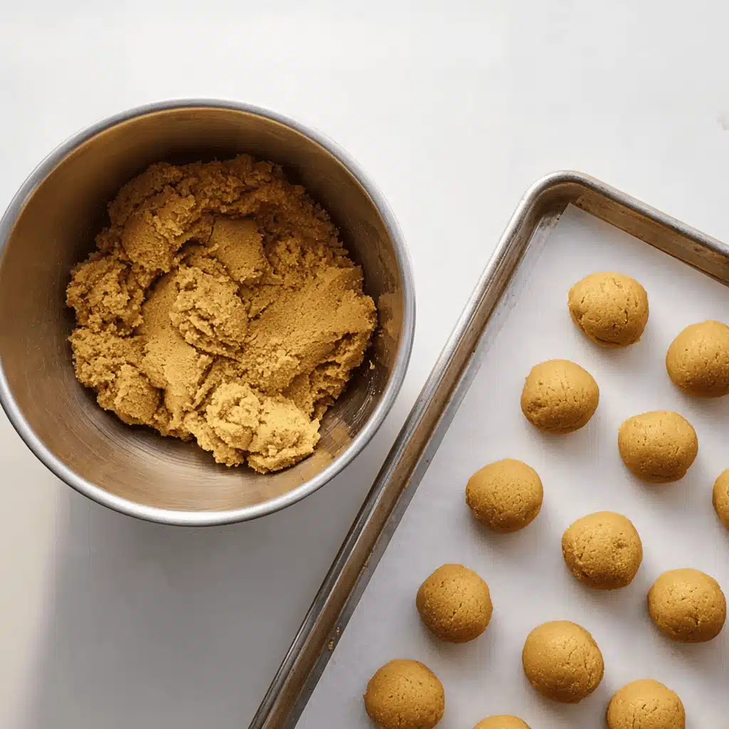 Rolling Gingersnap Cookie Dough in Cinnamon Sugar