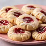 Raspberry Thumbprint Cookies on plate
