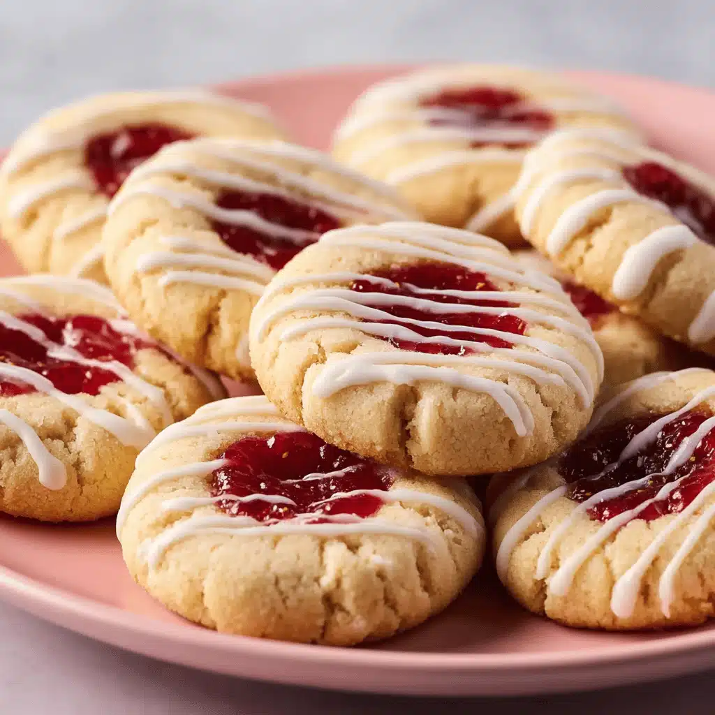 Raspberry Thumbprint Cookies on plate