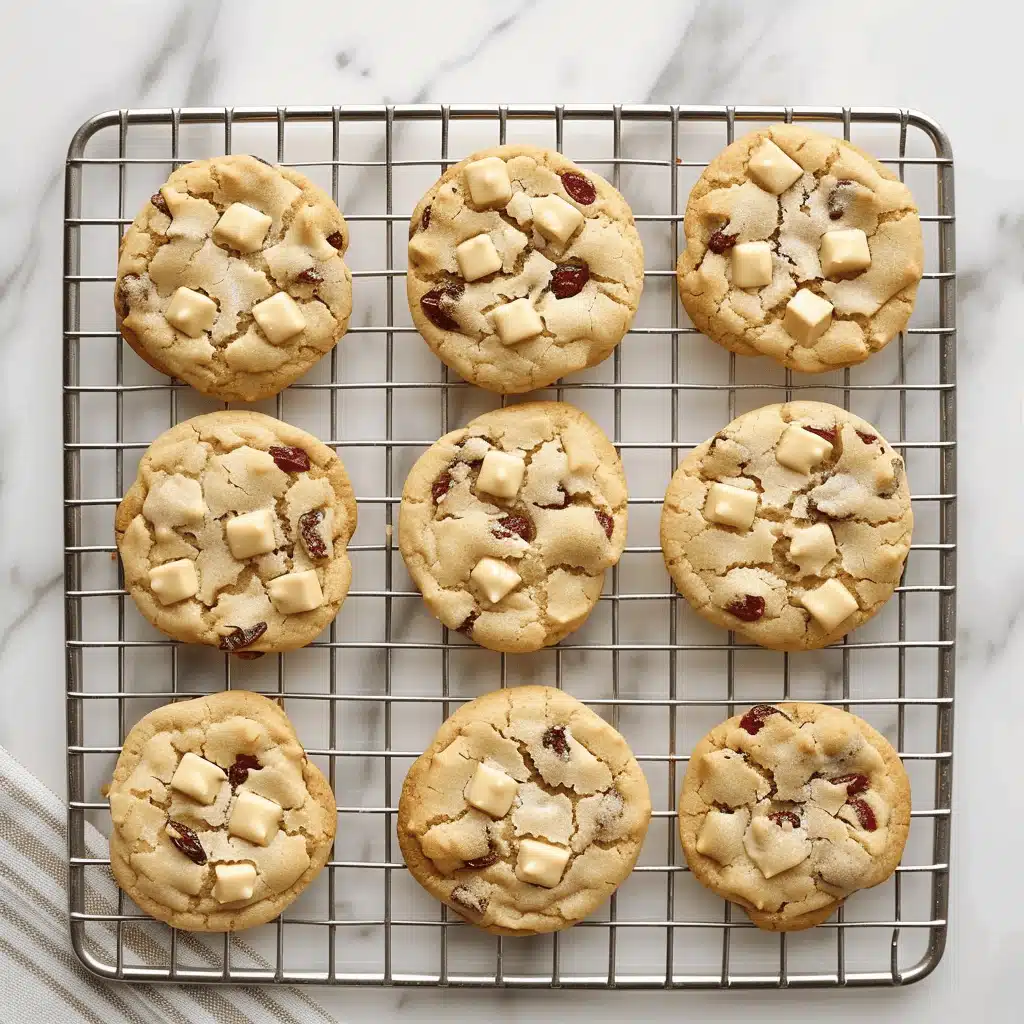 White chocolate cranberry cookies baking in the oven