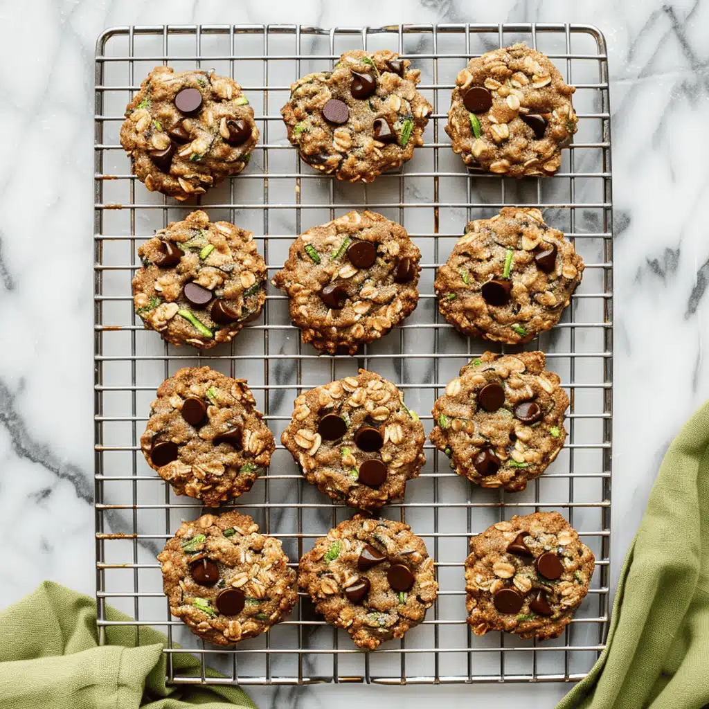 Close up of zucchini oatmeal chocolate chip cookie