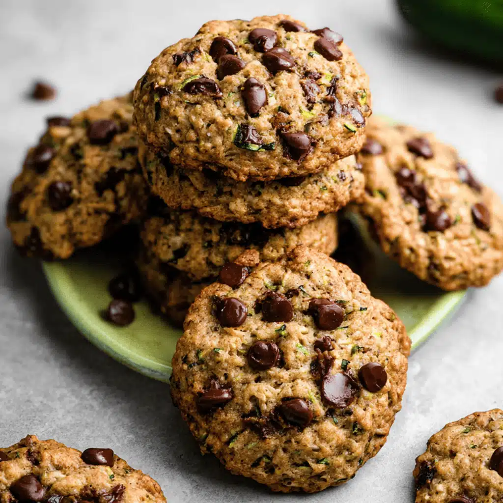 Zucchini oatmeal chocolate chip cookies cooling on rack