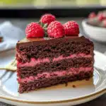Chocolate Raspberry Cake with raspberry filling and frosting