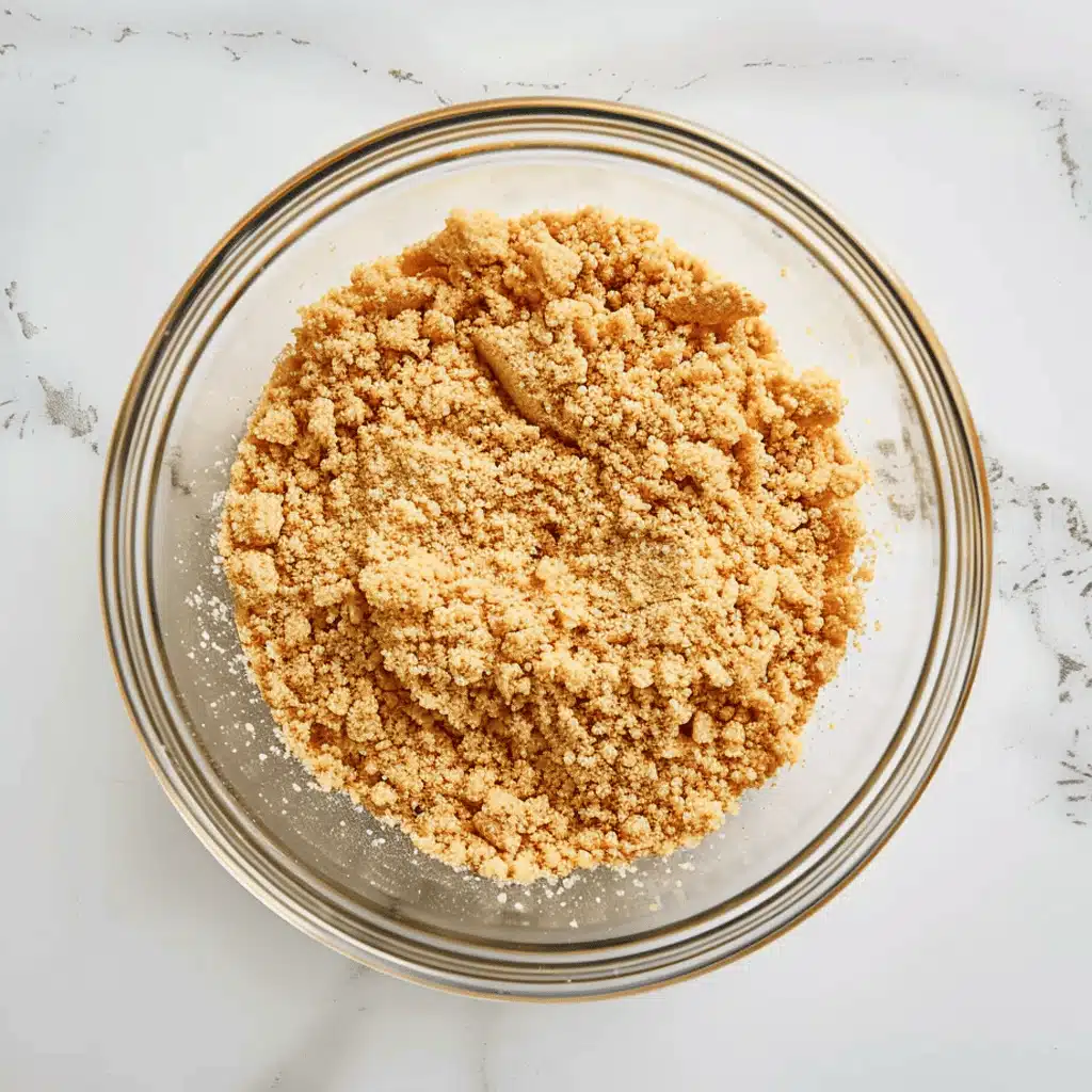 Pressing crushed vanilla wafer crumbs to make Mini Cherry Cheesecake base