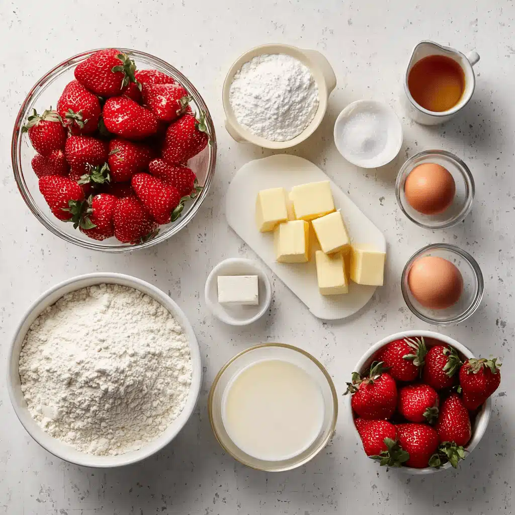 strawberry shortcake ingredients overhead