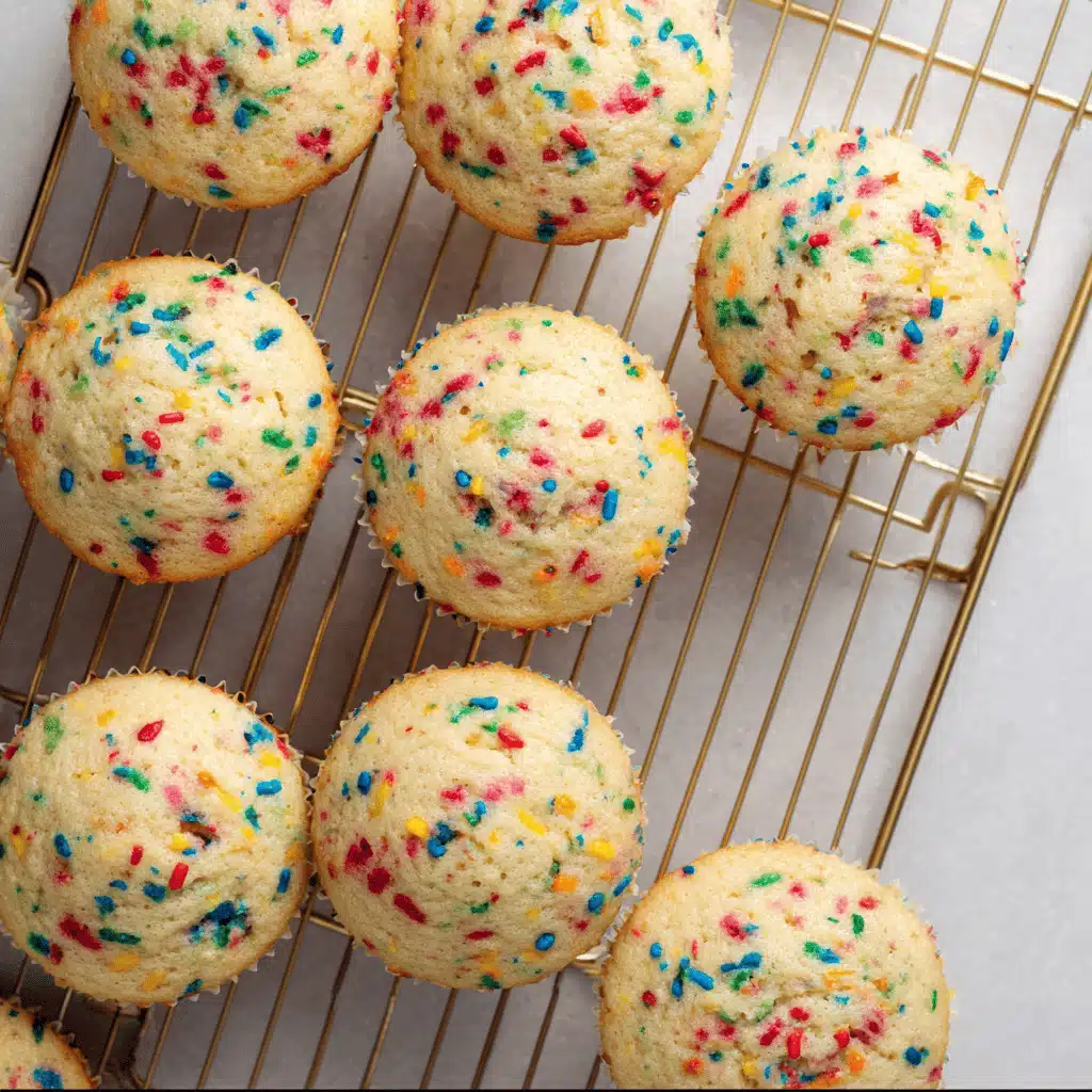 homemade funfetti cupcakes baking in the oven